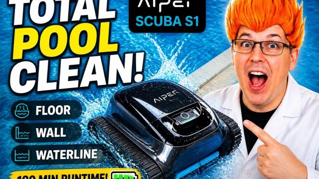 cordless pool floor cleaner: Aiper Scuba S1 Robotic Pool Cleaner shown in my hands-on review