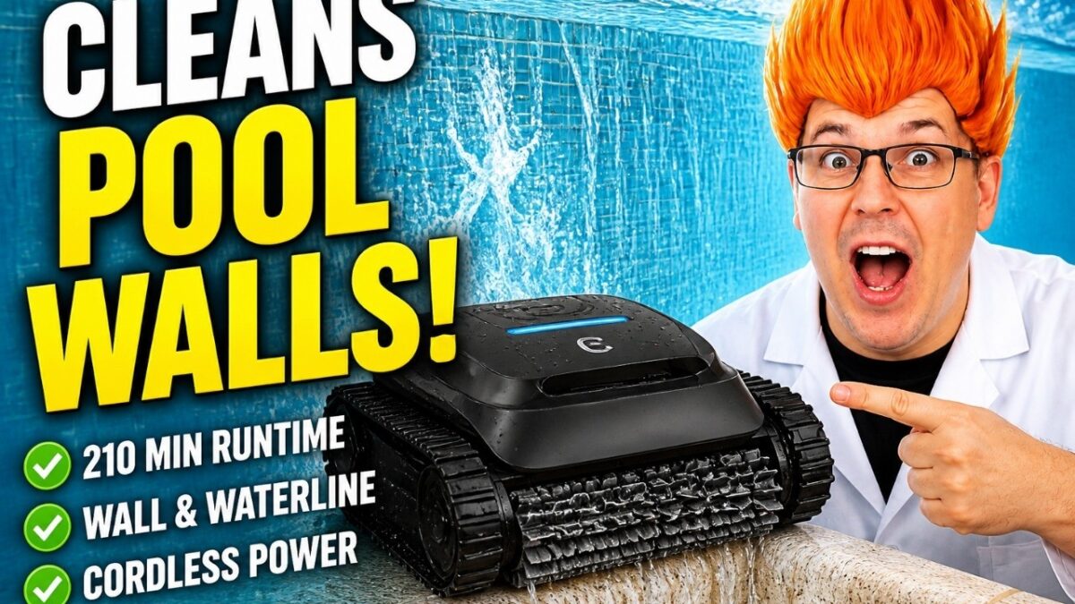 robotic pool wall cleaner: CliBot cordless robotic pool vacuum cleaner shown in my hands-on review