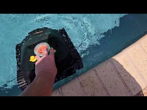 robotic pool wall cleaner: CliBot cordless robotic pool vacuum cleaner shown during my hands-on review