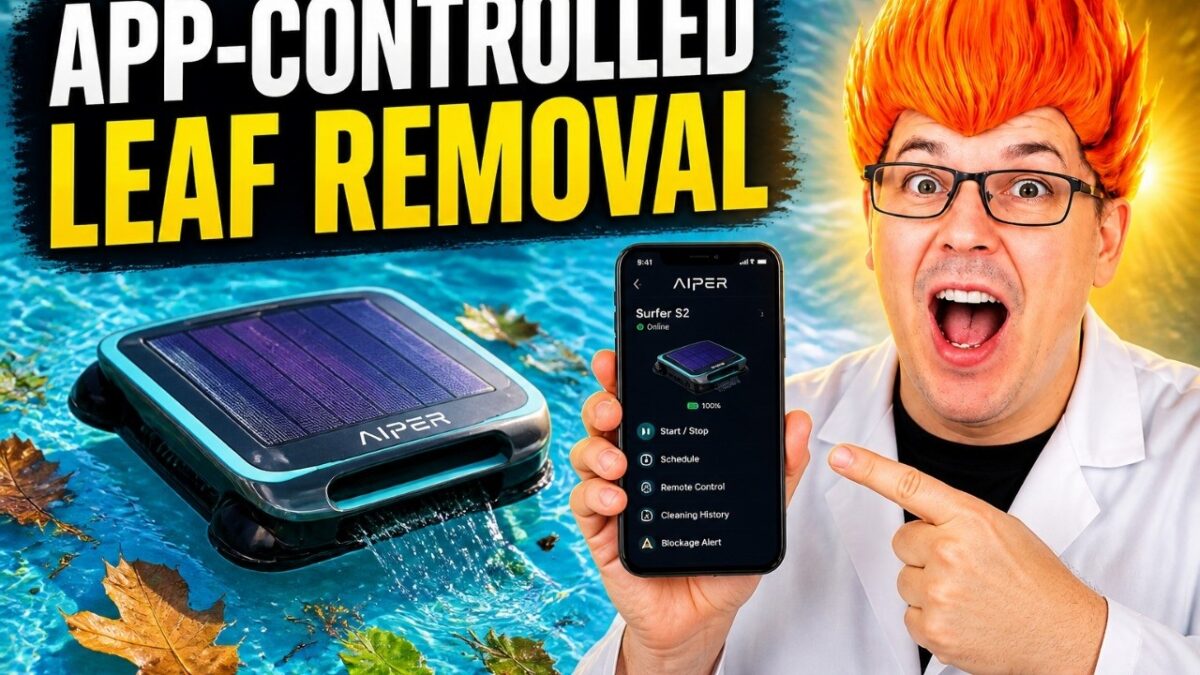 solar pool skimmer for leaves: AIPER Surfer S2 Solar-Powered Pool Skimmer shown in my hands-on review